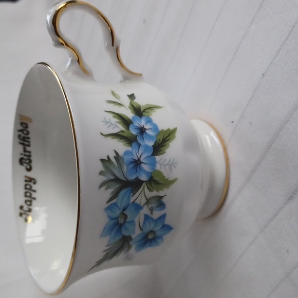 Queen Anne Floral "Happy Birthday" Tea Cup & Saucer - Picture 5 of 11